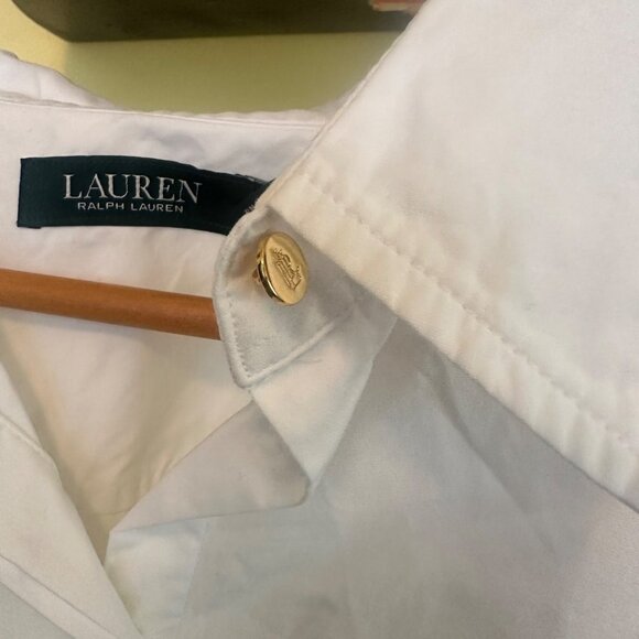 Lauren Ralph Lauren White Short Sleeve Button-Up Shirt With Tie Waist XL - Picture 5 of 7